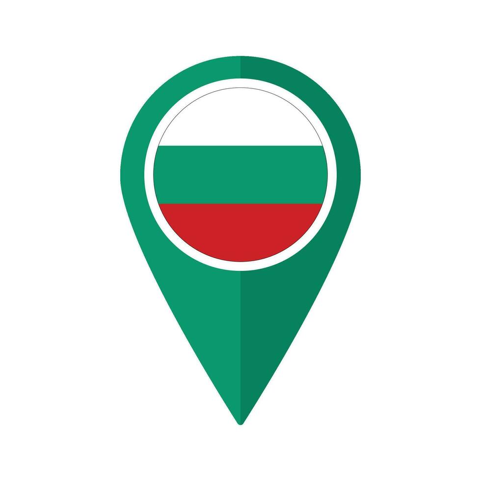Flagge von Bulgarien Flagge auf Karte punktgenau Symbol isoliert Grün Farbe vektor