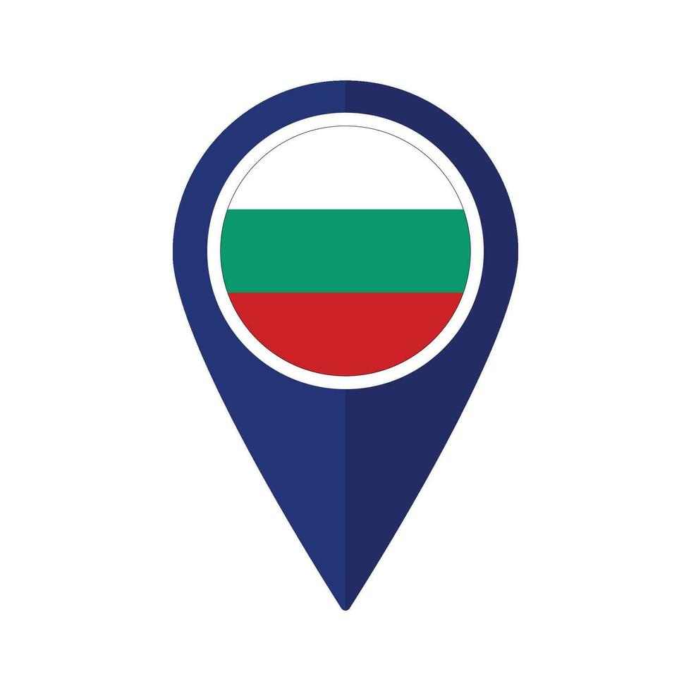 Flagge von Bulgarien Flagge auf Karte punktgenau Symbol isoliert Blau Farbe vektor