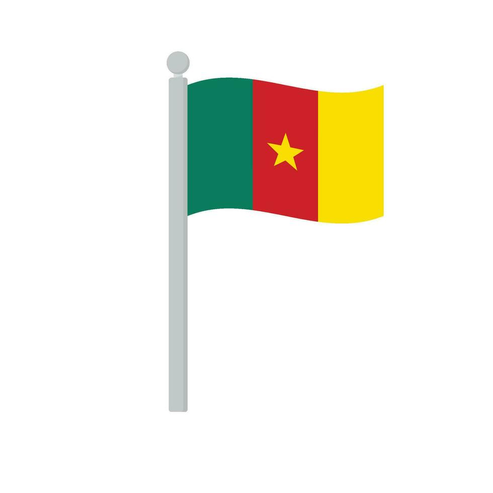 flagga av cameroon på flaggstång isolerat vektor