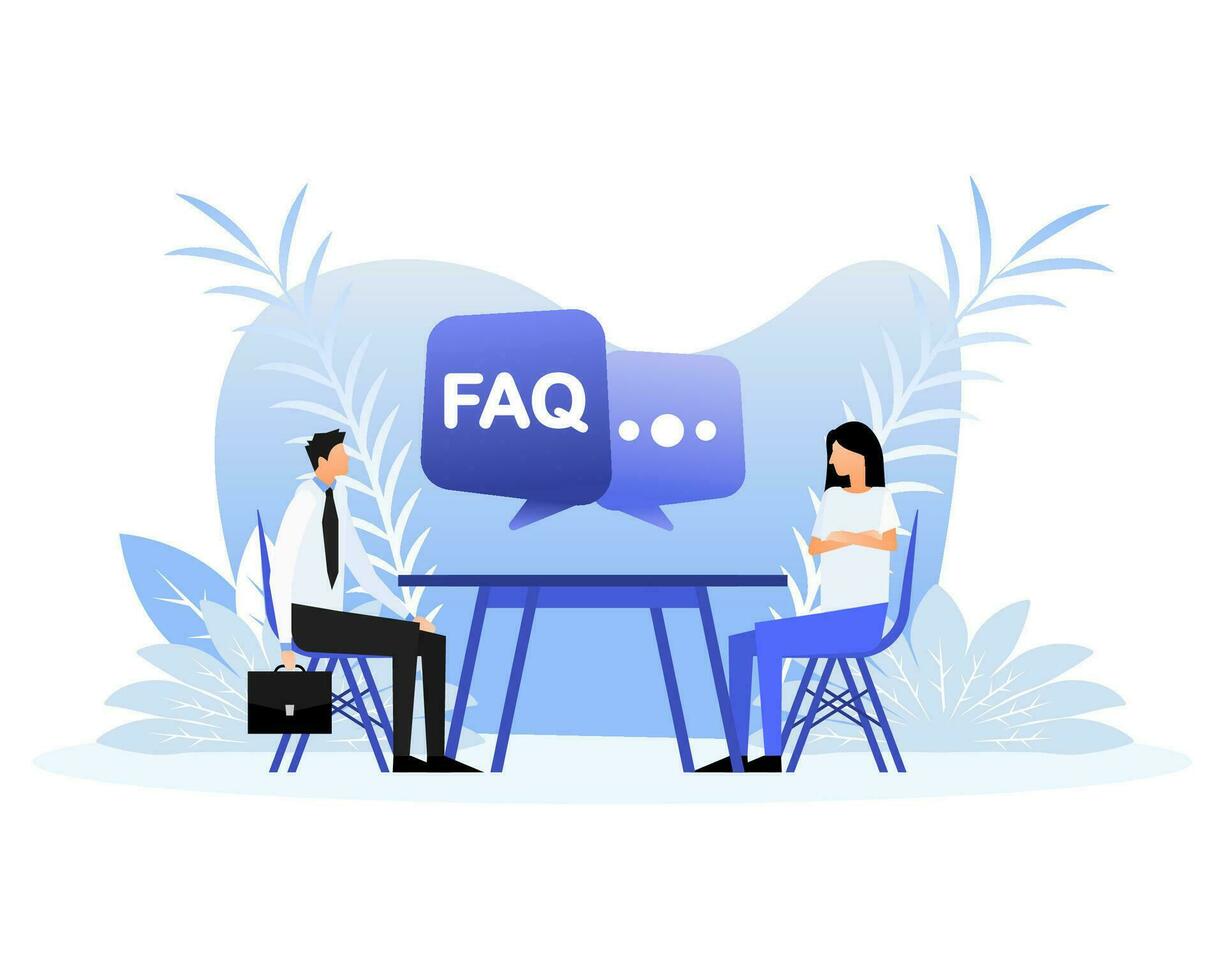 FAQ Menschen im eben Stil. FAQ, Unterstützung, Hilfe Konzept. modern Vektor Illustration