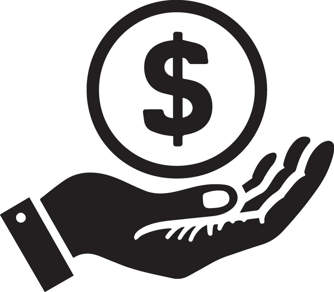 Geld Symbol auf das Hand Vektor Silhouette Illustration 6