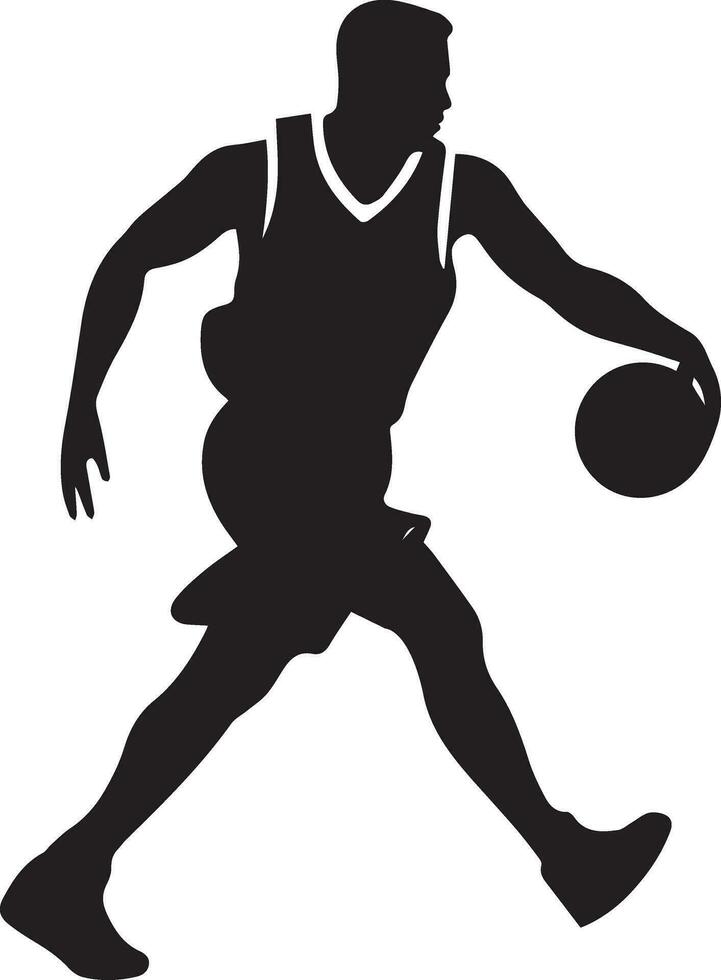 basketboll spelare vektor silhuett, en basketboll spelare spelar på de fält 4