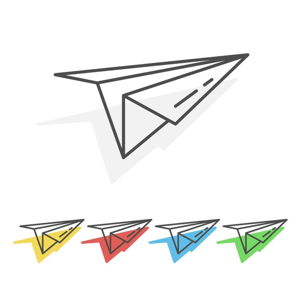 einstellen Papier Flugzeug Symbole. Vektor Illustration.