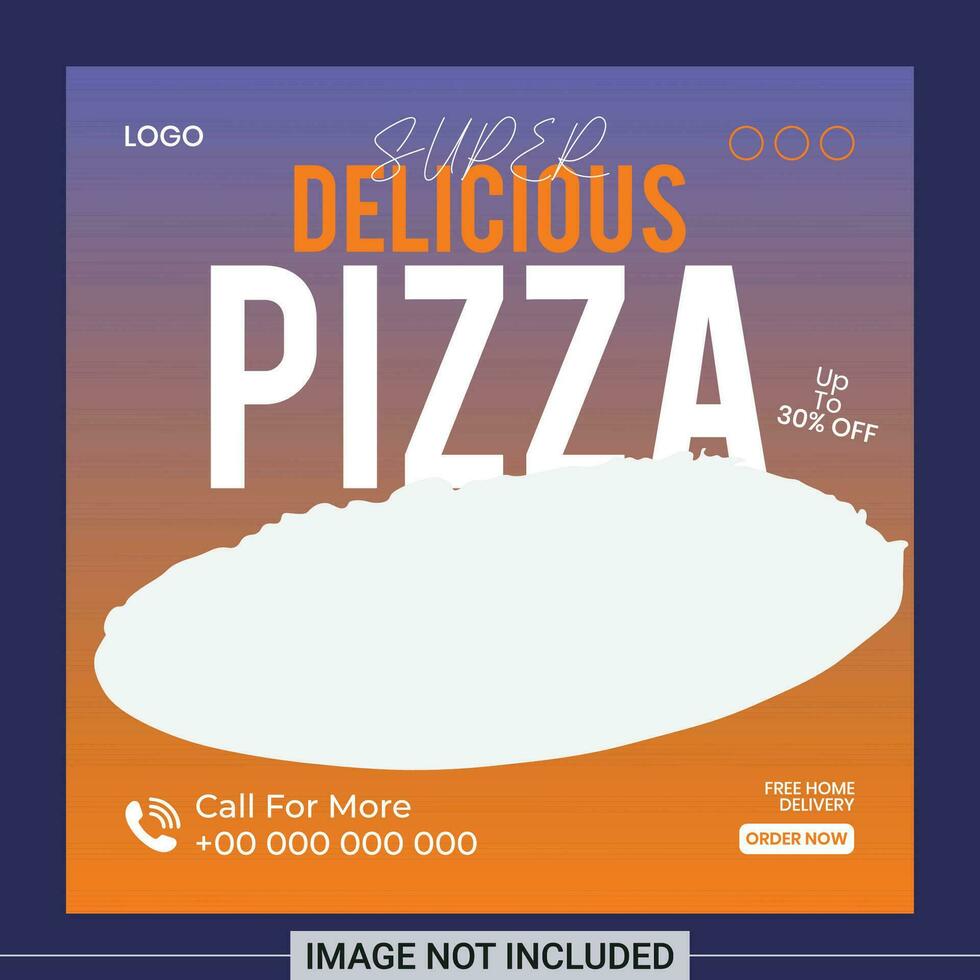 redigerbar fyrkant baner mall design med pizza tema. platt design bakgrund vektor isolerat. användbar för social media restaurang, mat Lagra och kulinariska befordran