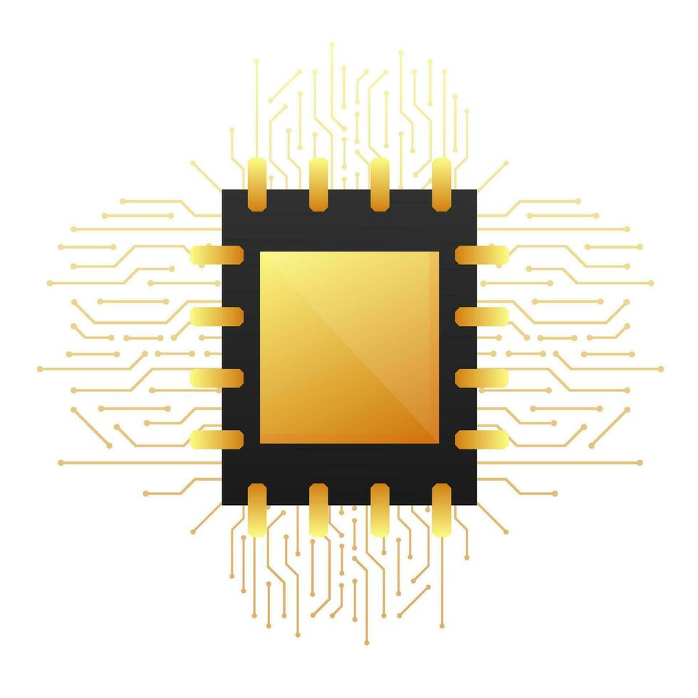 dator processor chip, cpu mikroprocessor. vektor illustration.