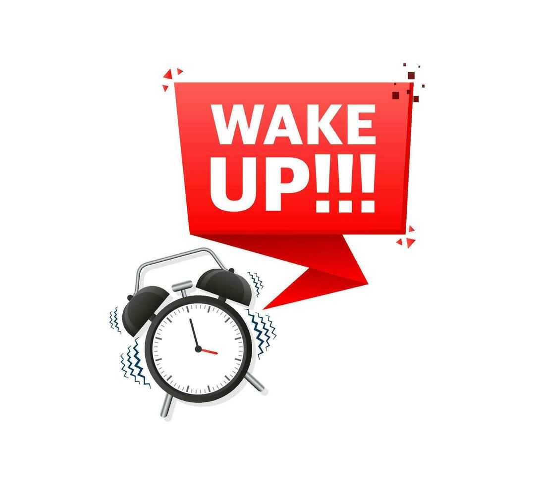 aufwachen oben Alarm Uhr Symbol isoliert auf Weiß Hintergrund. Vektor Illustration