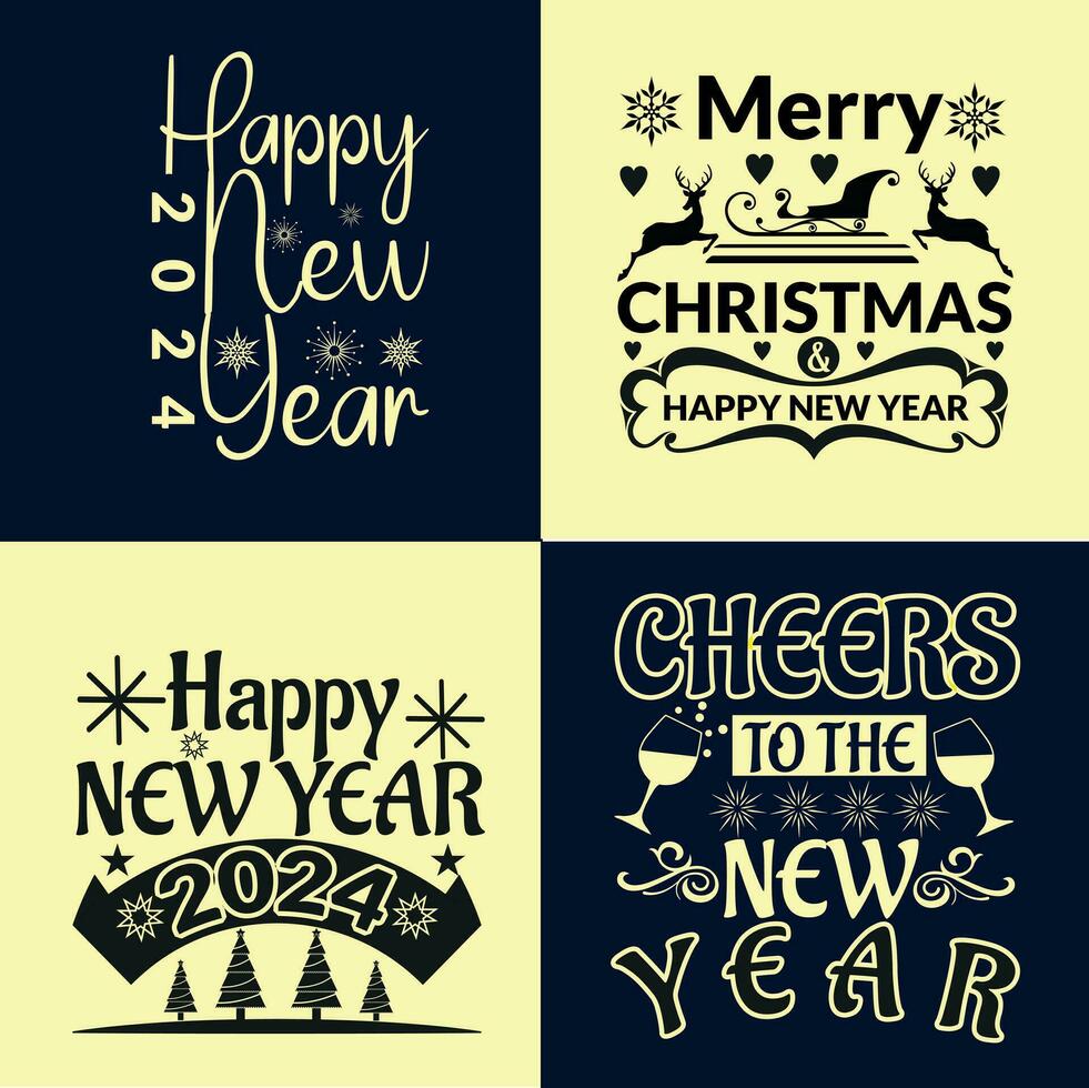 Lycklig ny år och glad jul typografi t skjorta design vol. 006 vektor