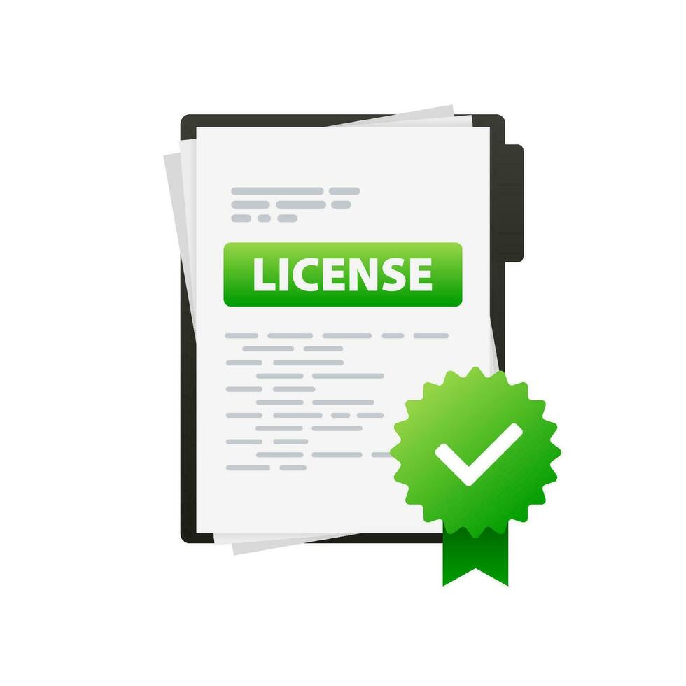 licens dokumentera sida. prestation, tilldela. vektor stock illustration.