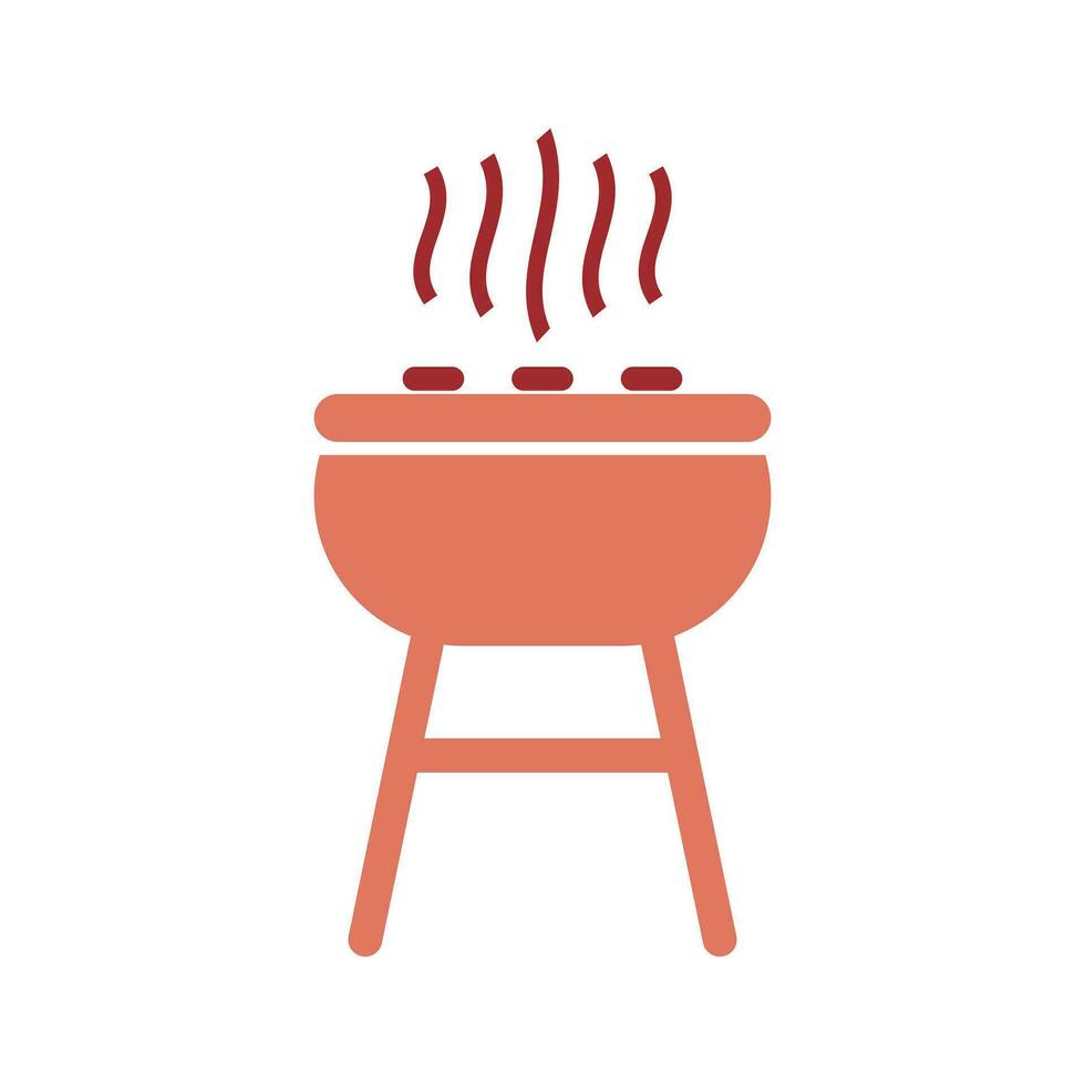 Grill Grill isoliert Symbol Vektor Illustration Design Grafik eben Stil rot Farbe