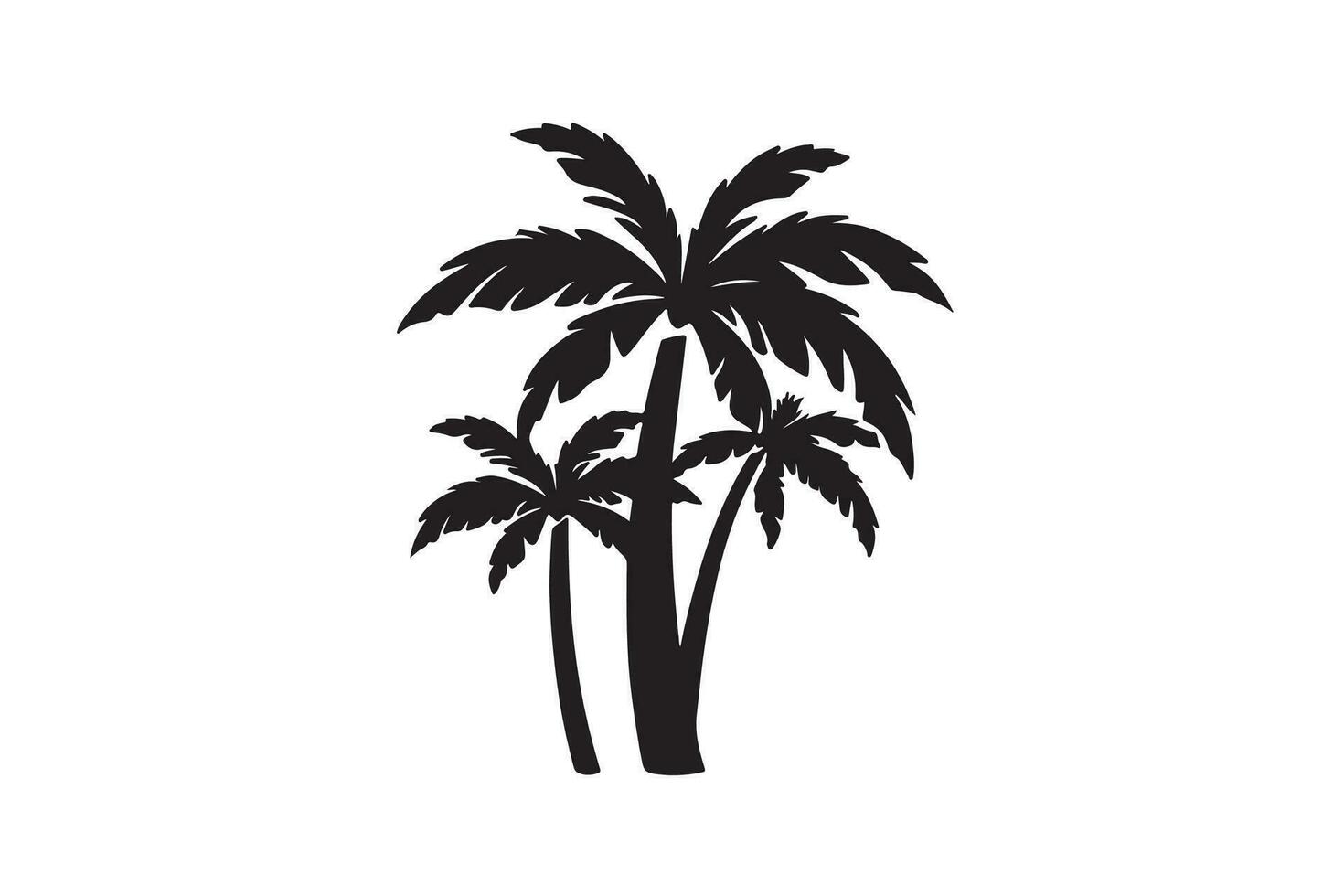 ein schwarz Silhouette Kokosnuss Baum Clip Art auf ein Weiß Hintergrund vektor