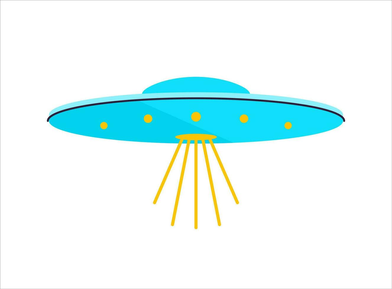 vektor illustration i platt stil. ultra violett UFO med lampor. utomjording Plats fartyg. trogen okänd flygande objekt. isolerat på vit bakgrund