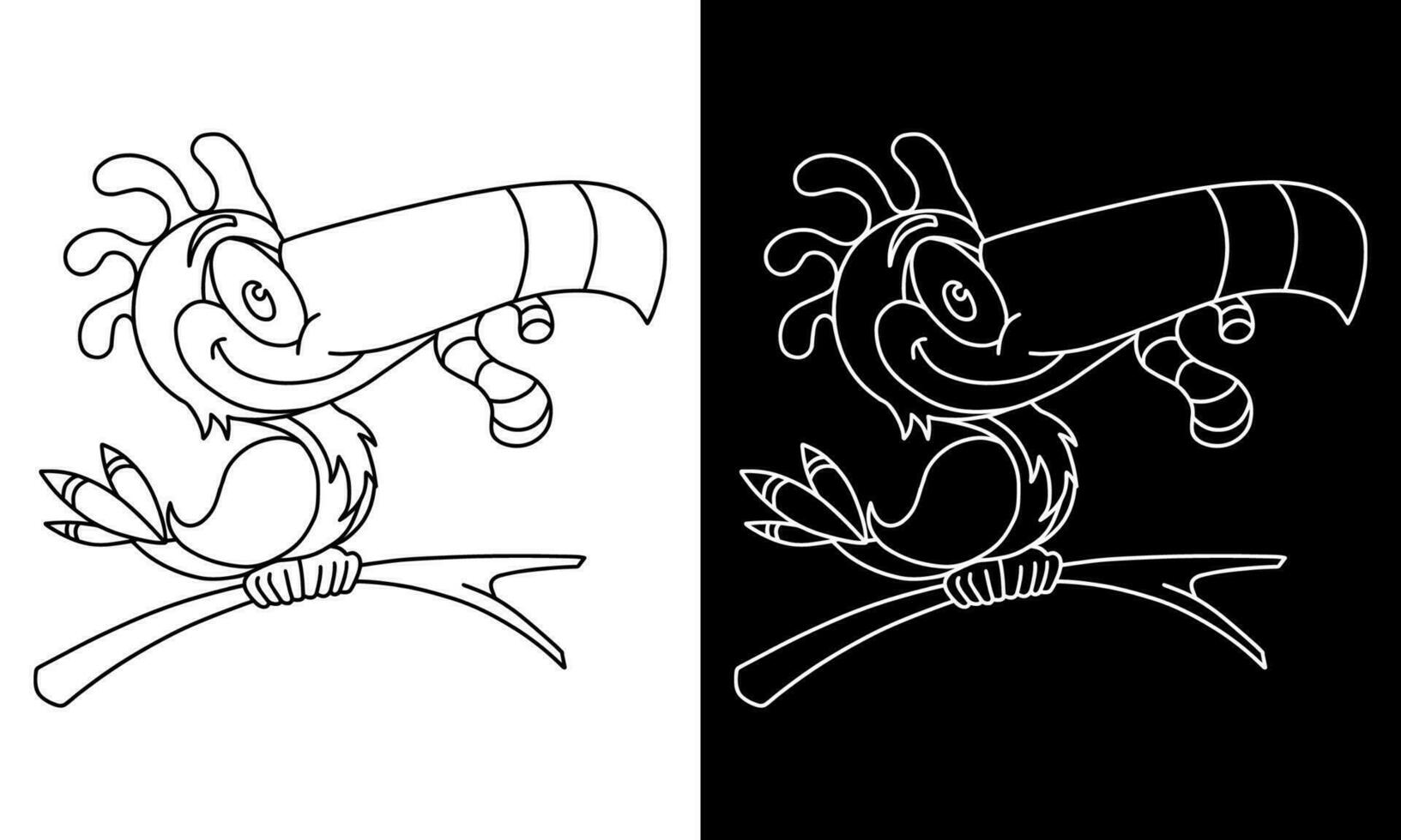 Hand gezeichnet Vogel Karikatur Färbung Buch Illustration vektor