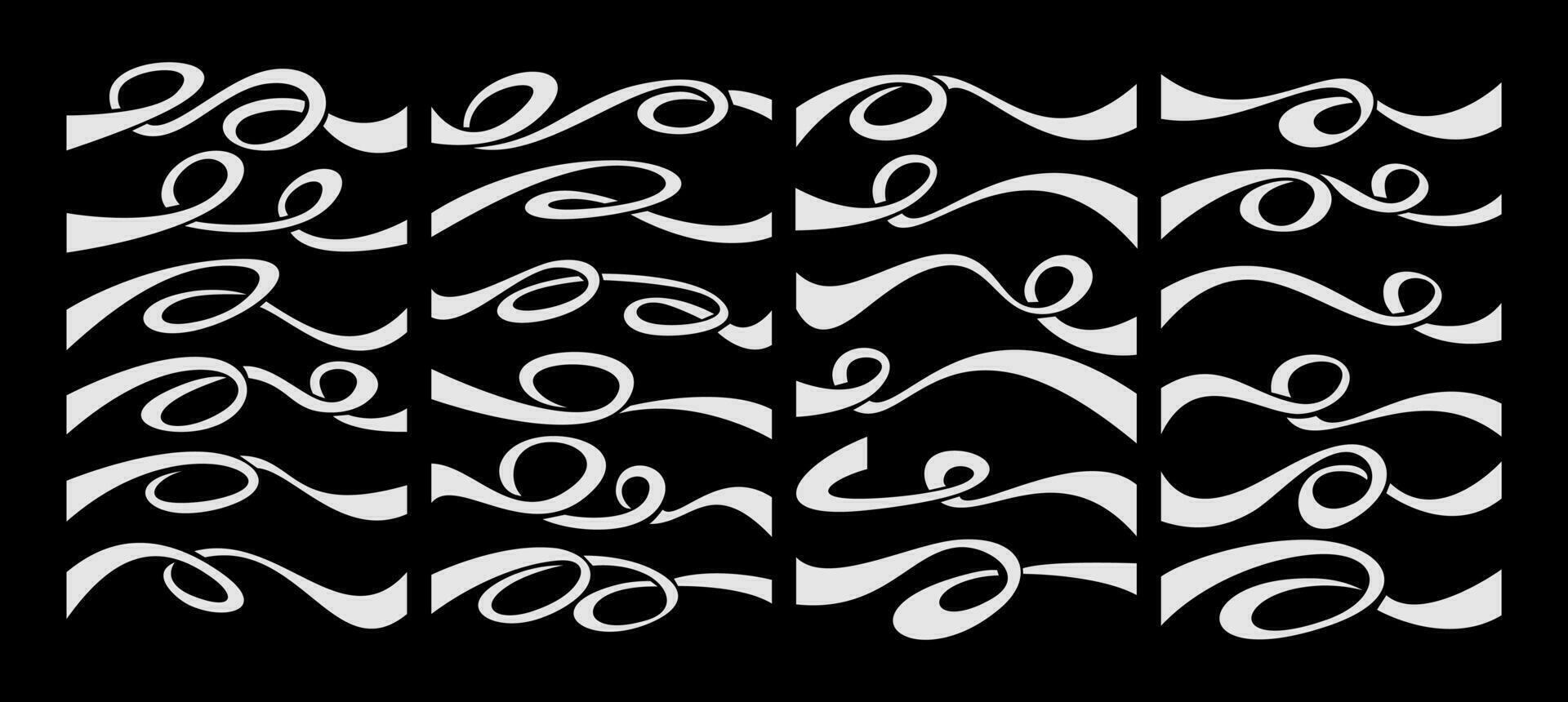 locken Strudel Linie rauschen Schwanz Kalligraphie Ornament Design vektor