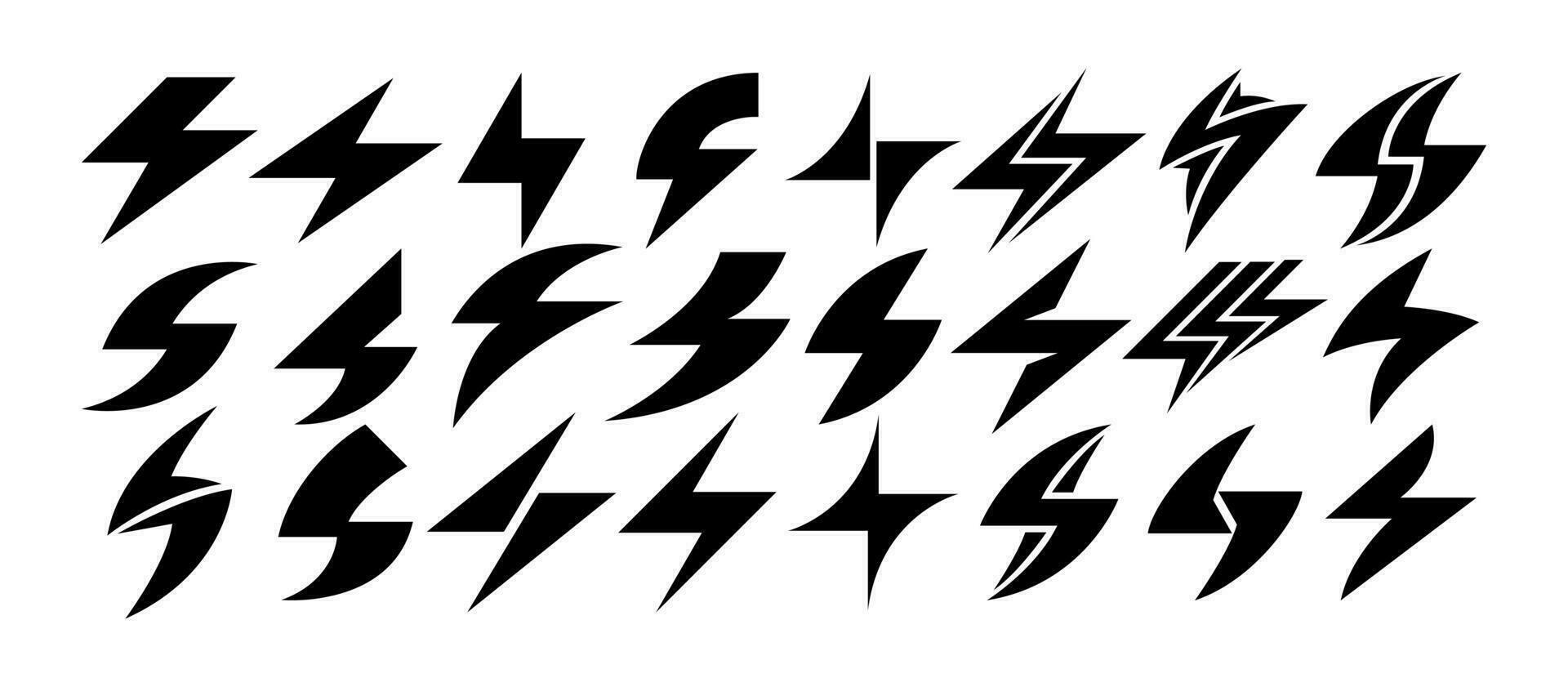 einfach abstrakt elektrisch Leistung Blitz Symbol Design einstellen vektor
