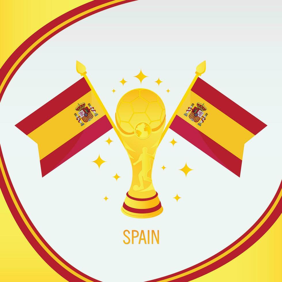 guld fotboll trofén kopp och Spanien flagga vektor