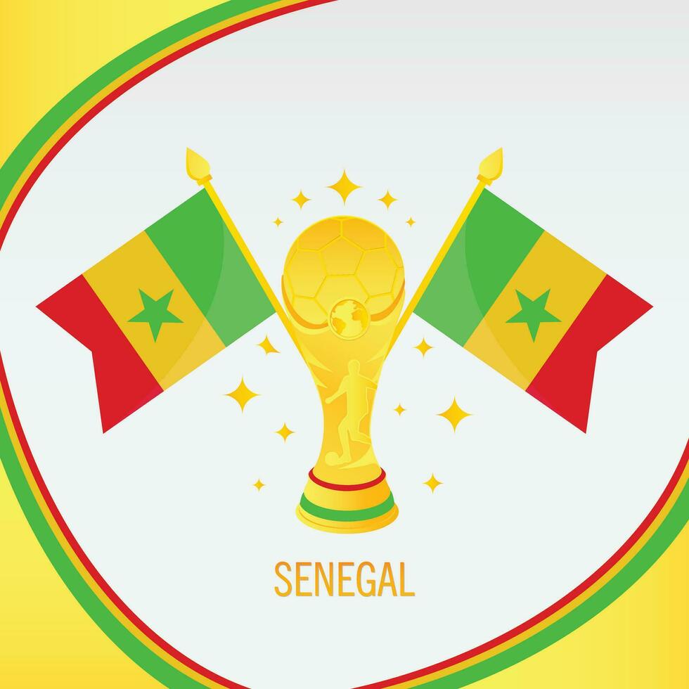 Gold Fußball Trophäe Tasse und Senegal Flagge vektor