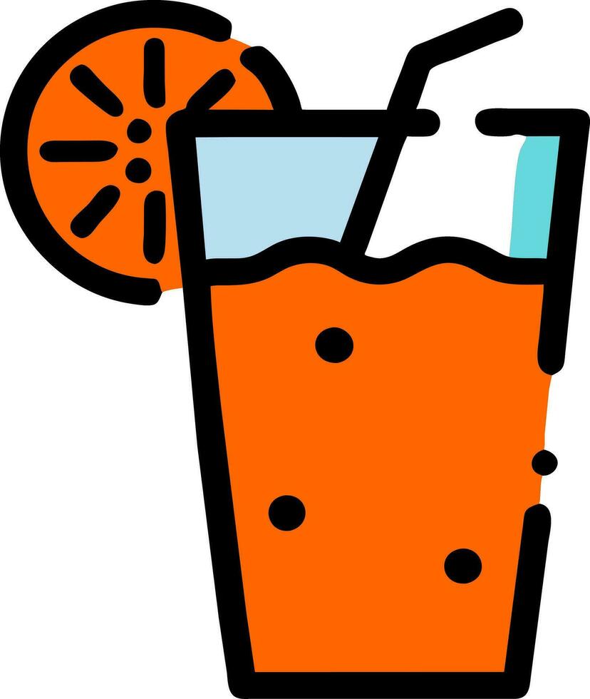 natürlich Orange Saft im ein Glas Symbol. frisch gedrückt Saft mit Schnitt Scheibe. gesund organisch Lebensmittel. Zitrusfrüchte Frucht. Vektor Illustration im eben modisch Stil isoliert auf Weiß Hintergrund.