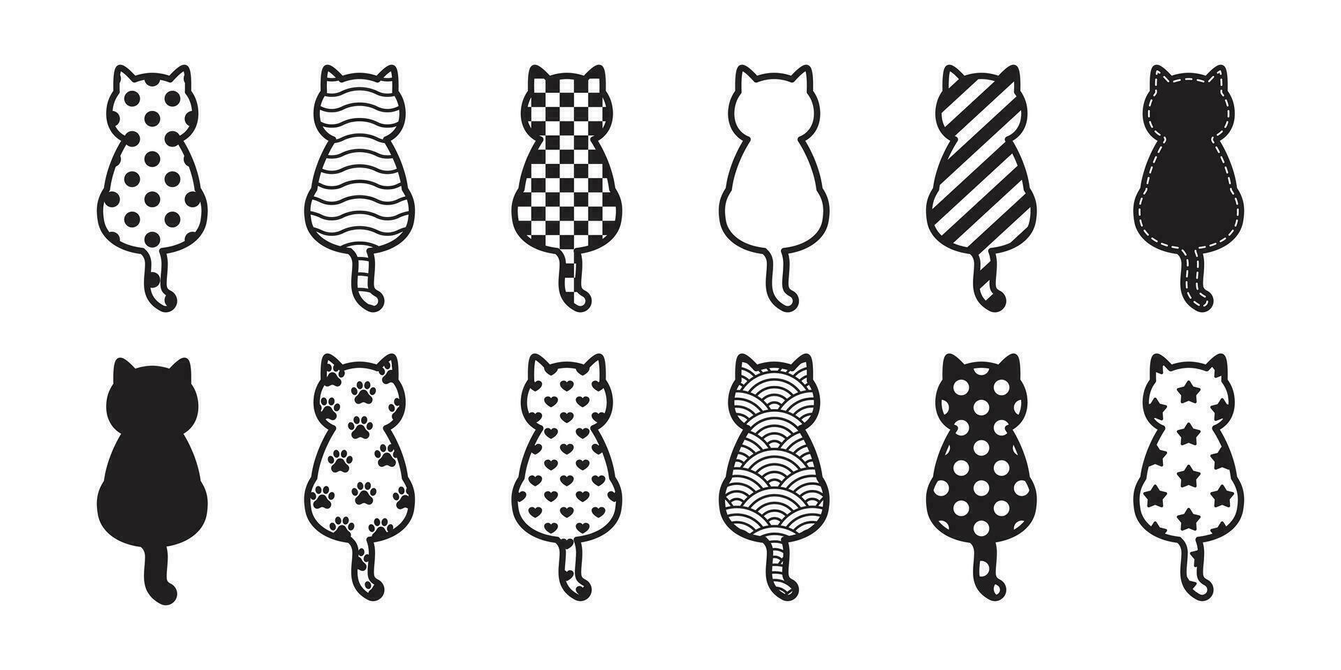 Katze Vektor Kätzchen Symbol Fußabdruck Pfote Weihnachten Logo Symbol Polka Punkt überprüft Streifen Herz Valentinstag Karikatur Charakter Illustration Design