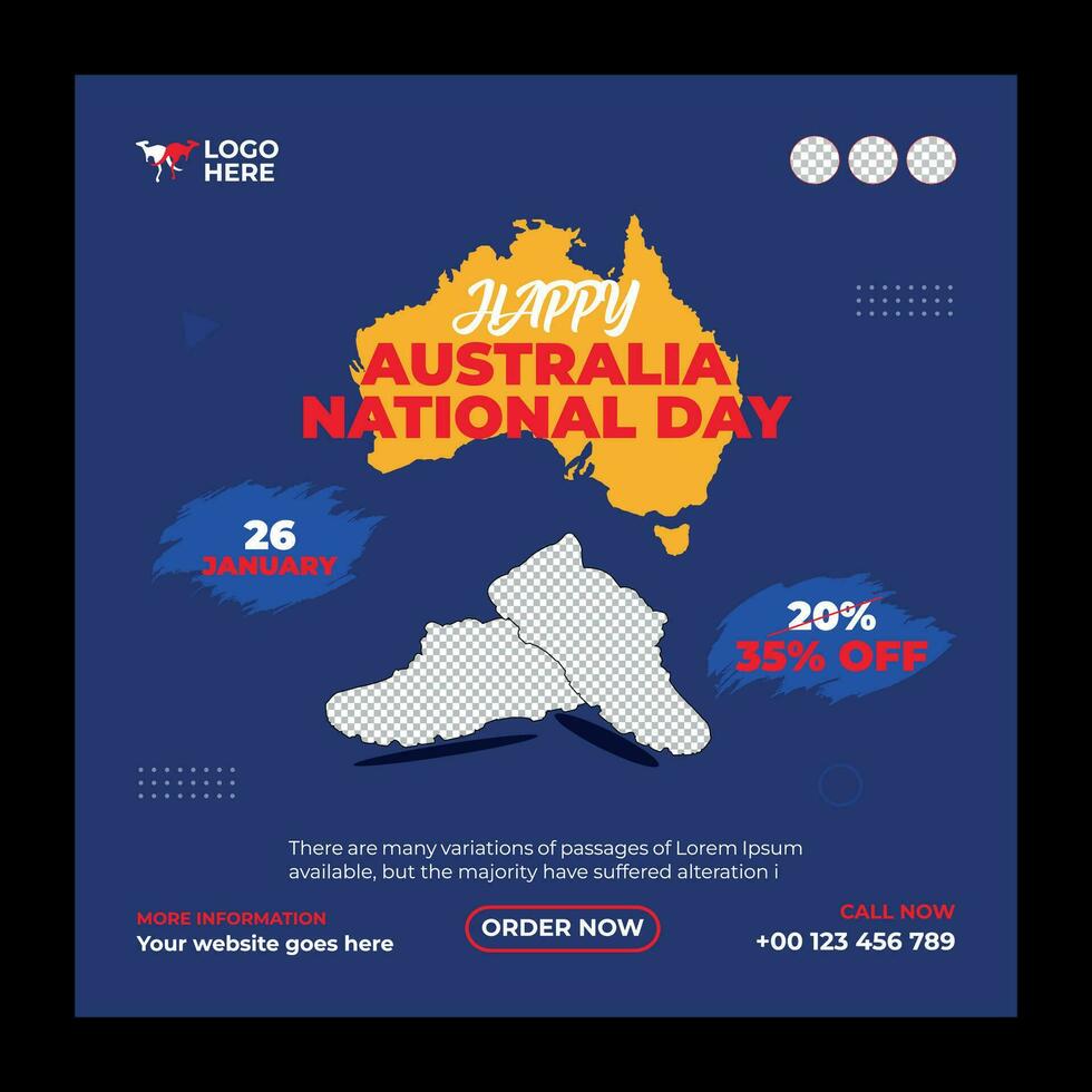 glücklich Australien Unabhängigkeit Tag Sozial Medien Post vektor