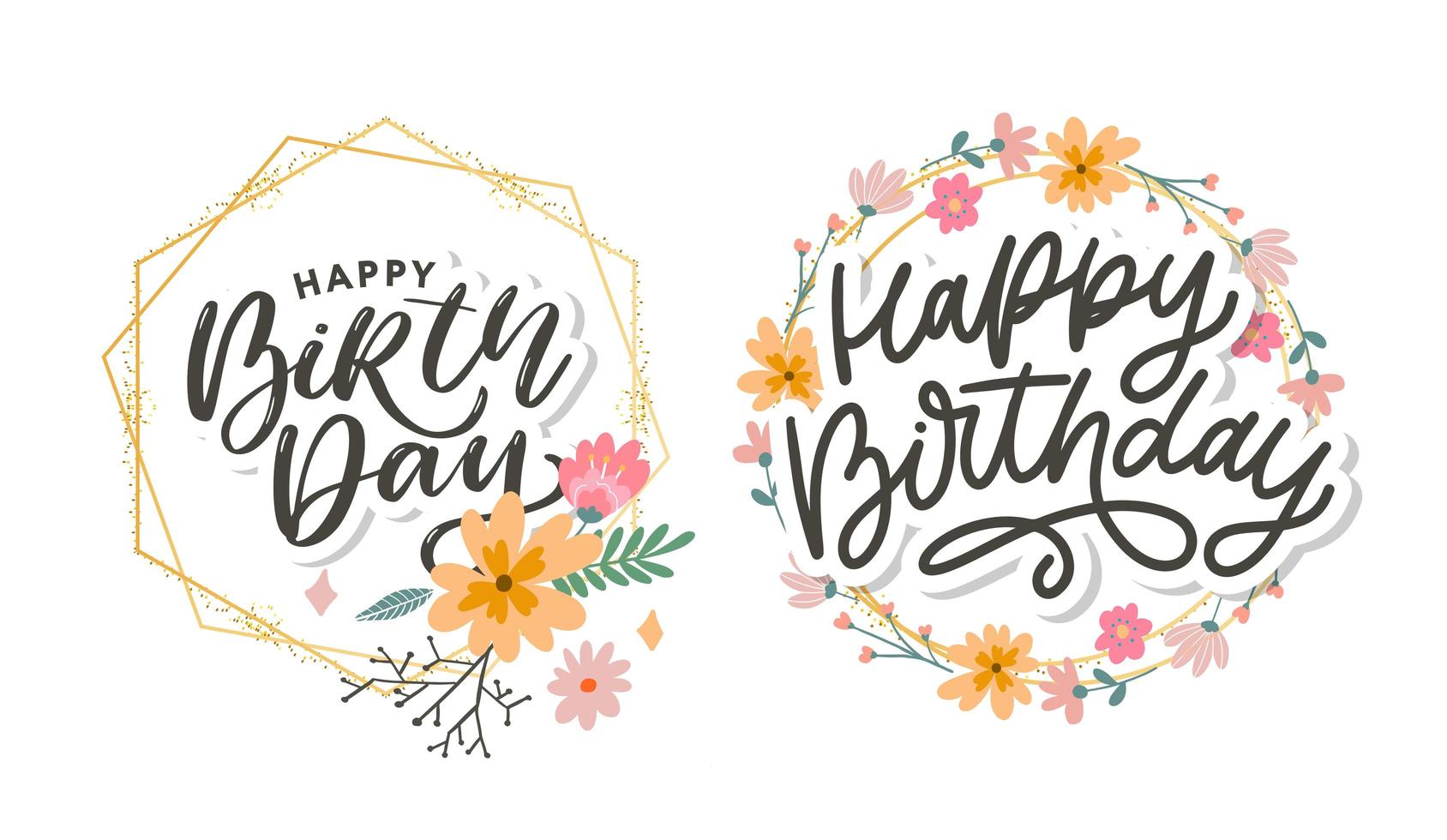 vackert grattis på födelsedagen gratulationskort med blommor vektor