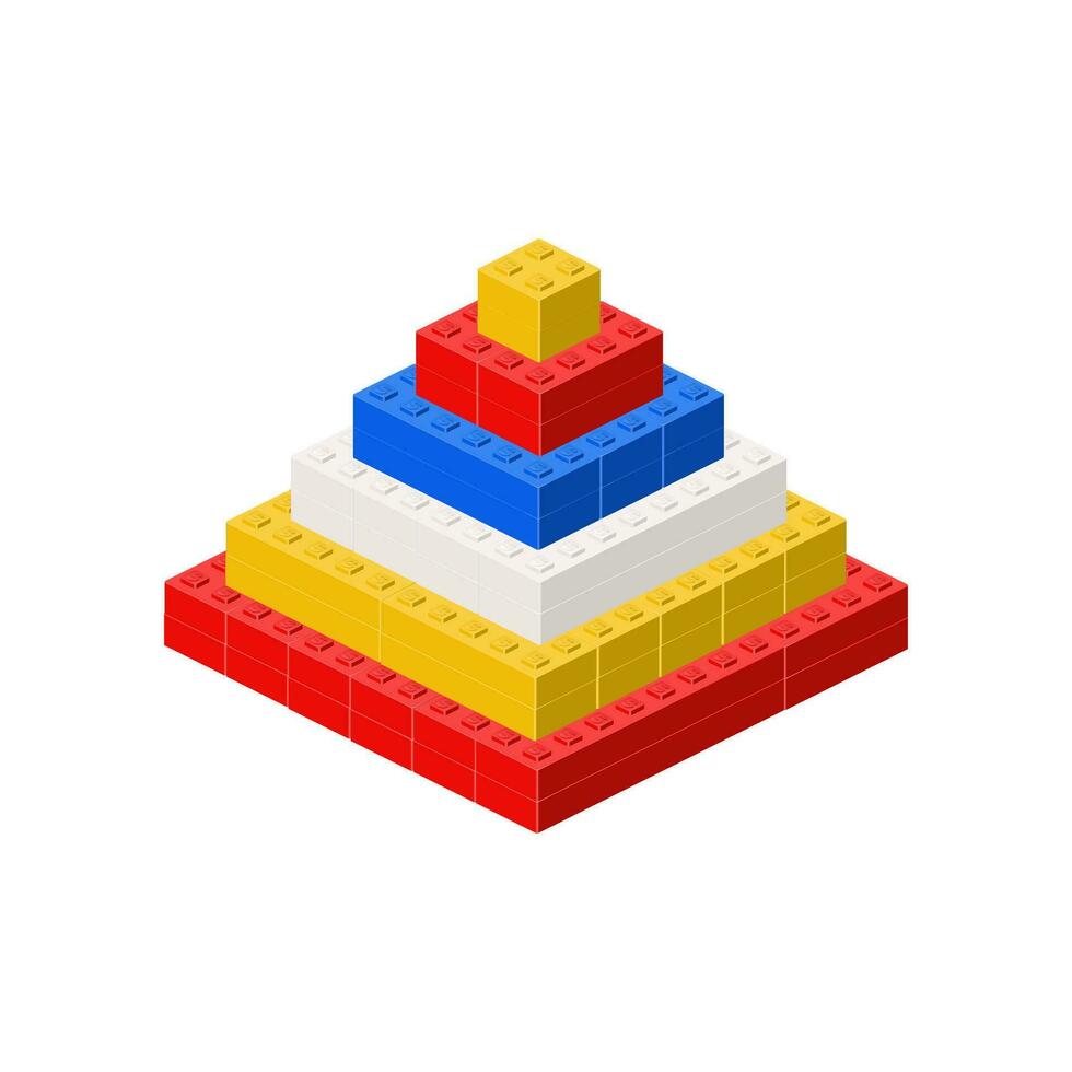färgad steg pyramid tillverkad av tegelstenar. vektor