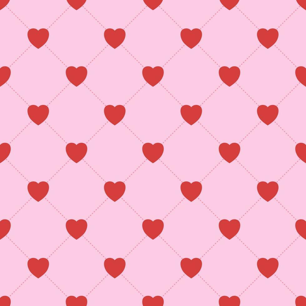 rot Herz Valentinstag Liebe Rosa diagonal gepunktet Linie nahtlos Karikatur Illustration verwenden zum Design. matt, Tuch, Textur, Schal, Verpackung Papier. vektor