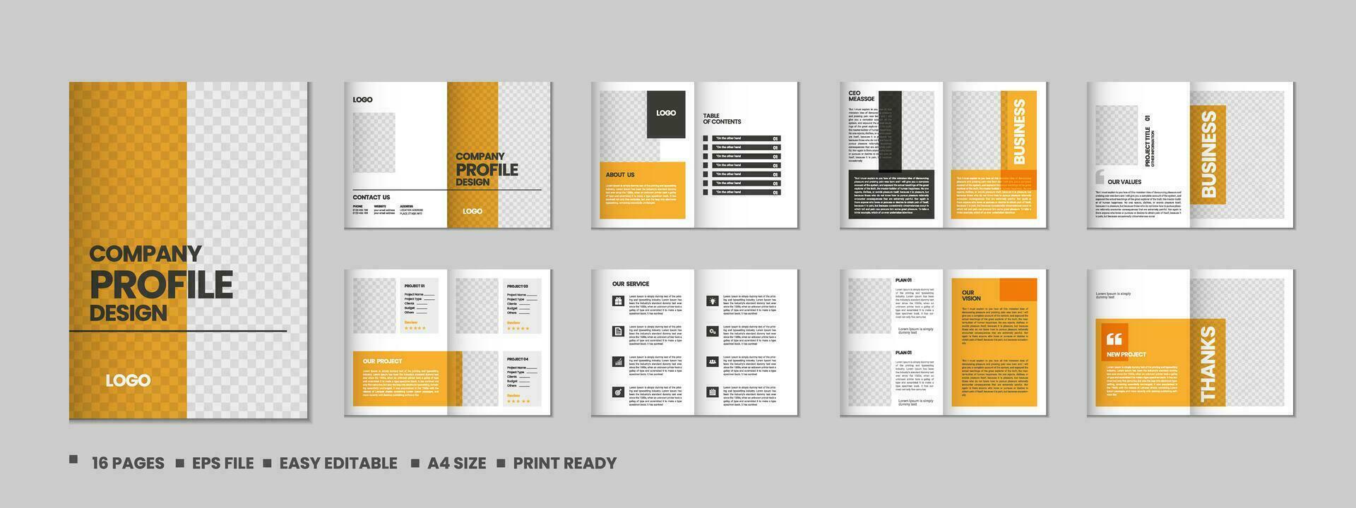 företag profil, flersida flygblad broschyr, portfölj tidskrift, årlig Rapportera, katalog och a4 flersida mall design vektor