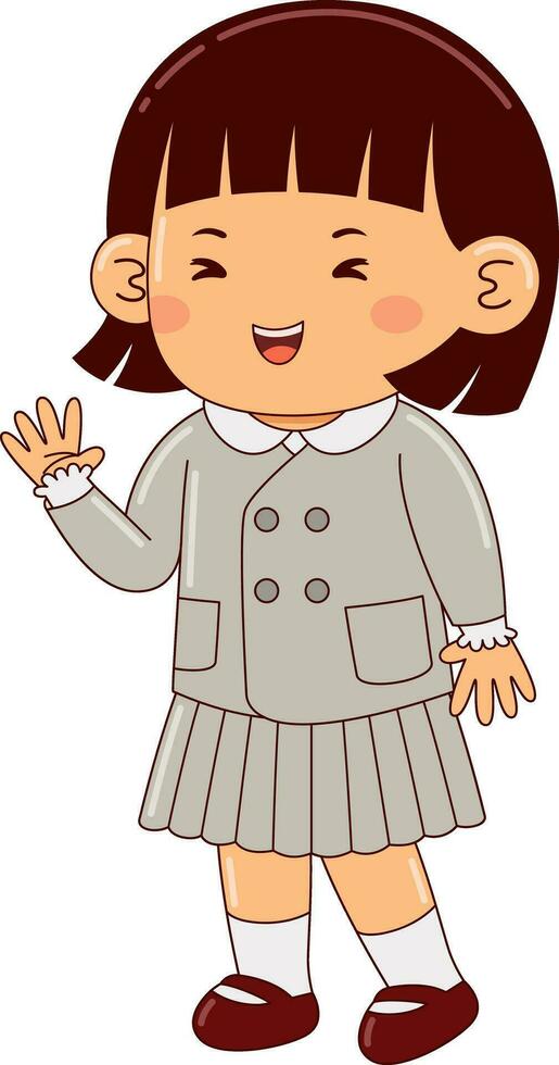 Mädchen Kinder Japan Schule Uniform Vektor Illustration