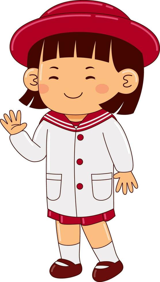 flicka barn japan skola enhetlig vektor illustration