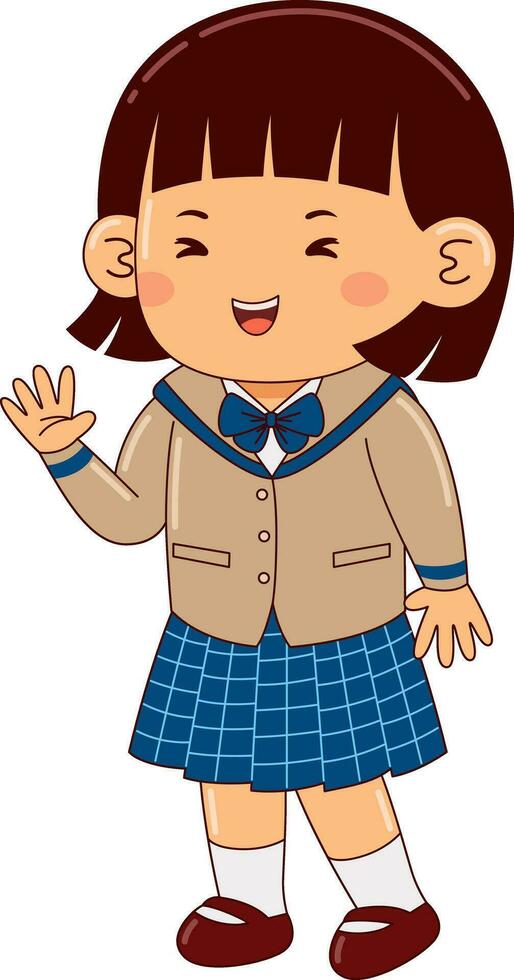 Mädchen Kinder Japan Schule Uniform Vektor Illustration