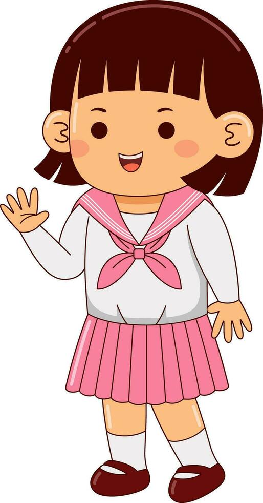 Mädchen Kinder Japan Schule Uniform Vektor Illustration