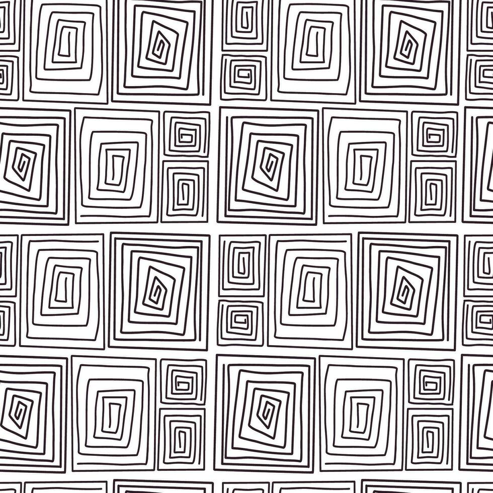 nahtlos modern abstrakt Muster. linear Spiral- Formen Rechtecke auf Weiß Hintergrund. Vektor Illustration.