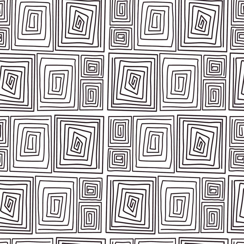 sömlös modern abstrakt mönster. linjär spiral former rektanglar på vit bakgrund. vektor illustration.
