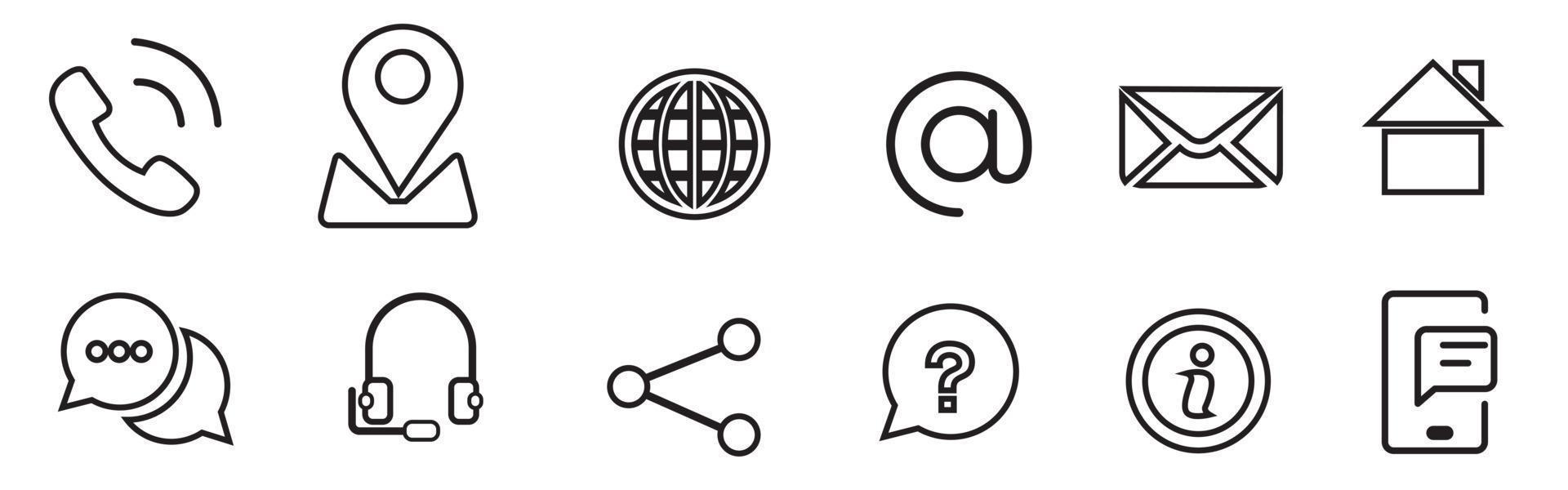 Kontaktieren Sie uns Symbolsatz. Web-Icon-Set. Website-Set Symbol Vektor