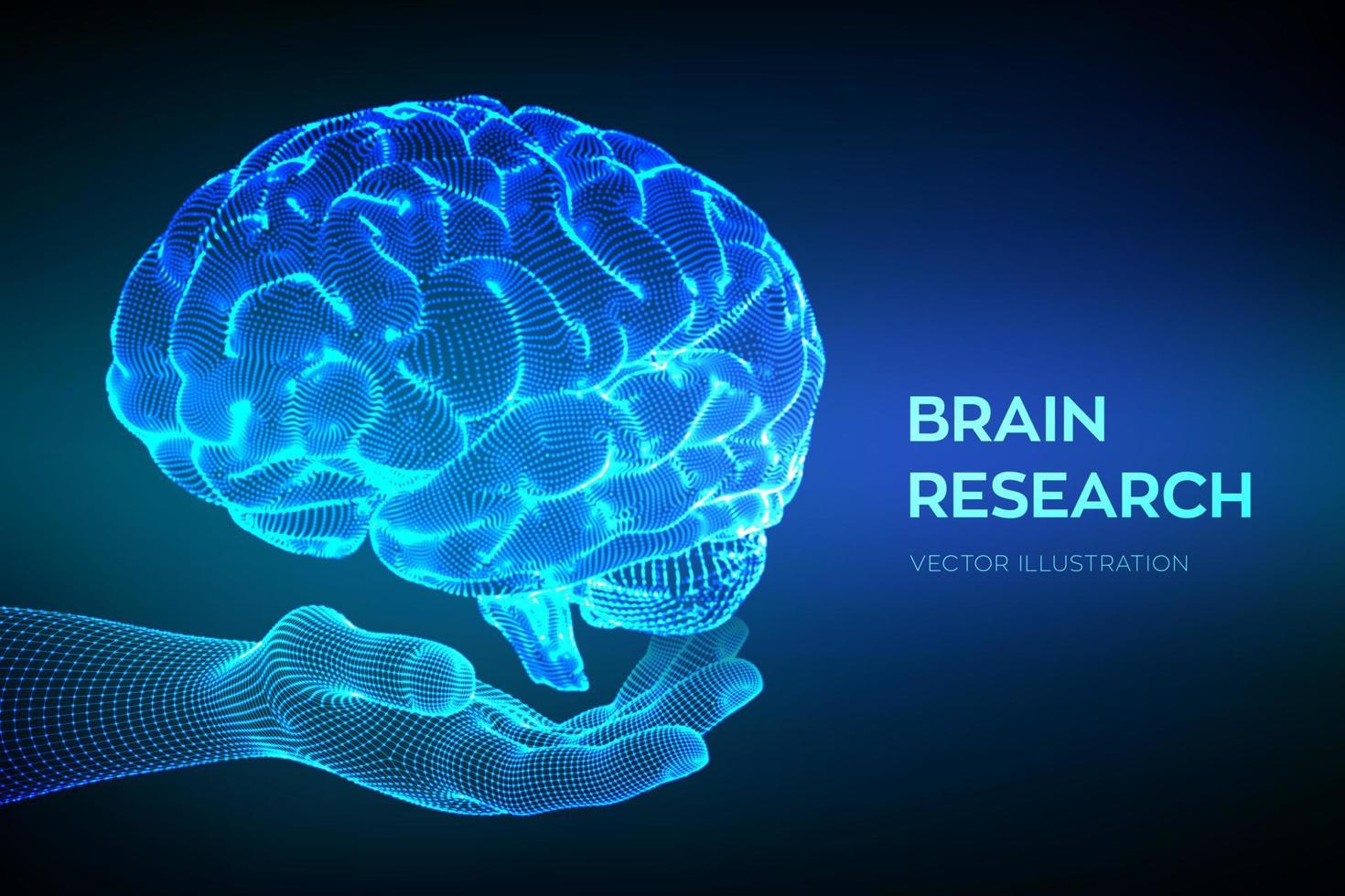 hjärna. mänsklig hjärnforskning. 3d vetenskap och teknik koncept. vektor