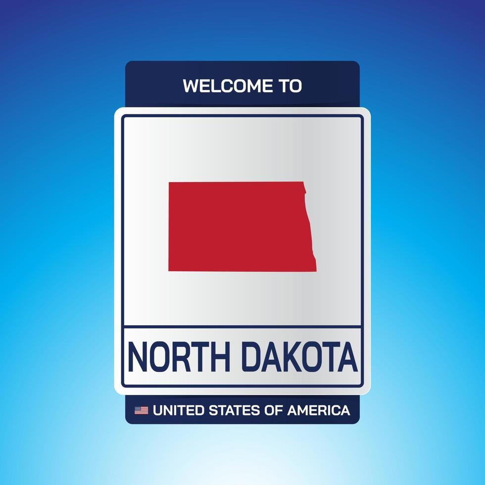 skylt USA med meddelande, North Dakota och karta vektor