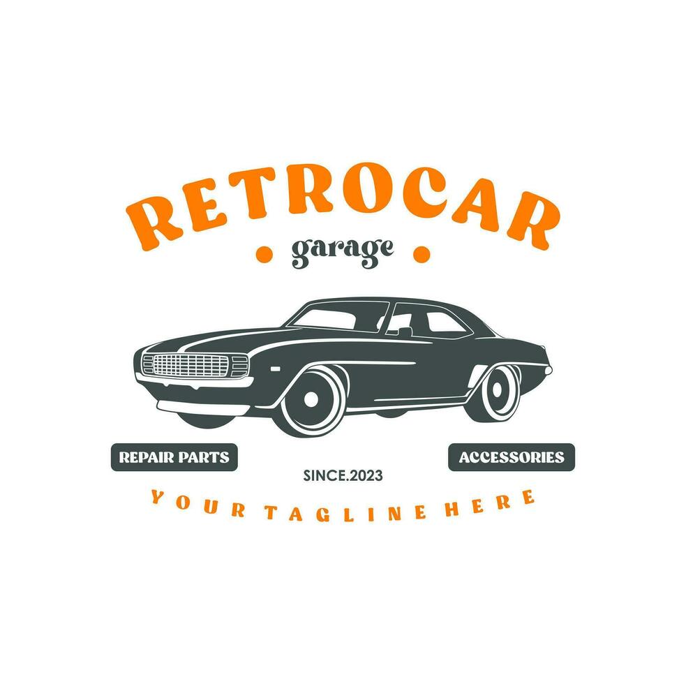 Jahrgang oder retro oder klassisch Auto Logo Design Vektor Illustration. retro Emblem von Auto Reparatur Wiederherstellung und Verein Design Element.