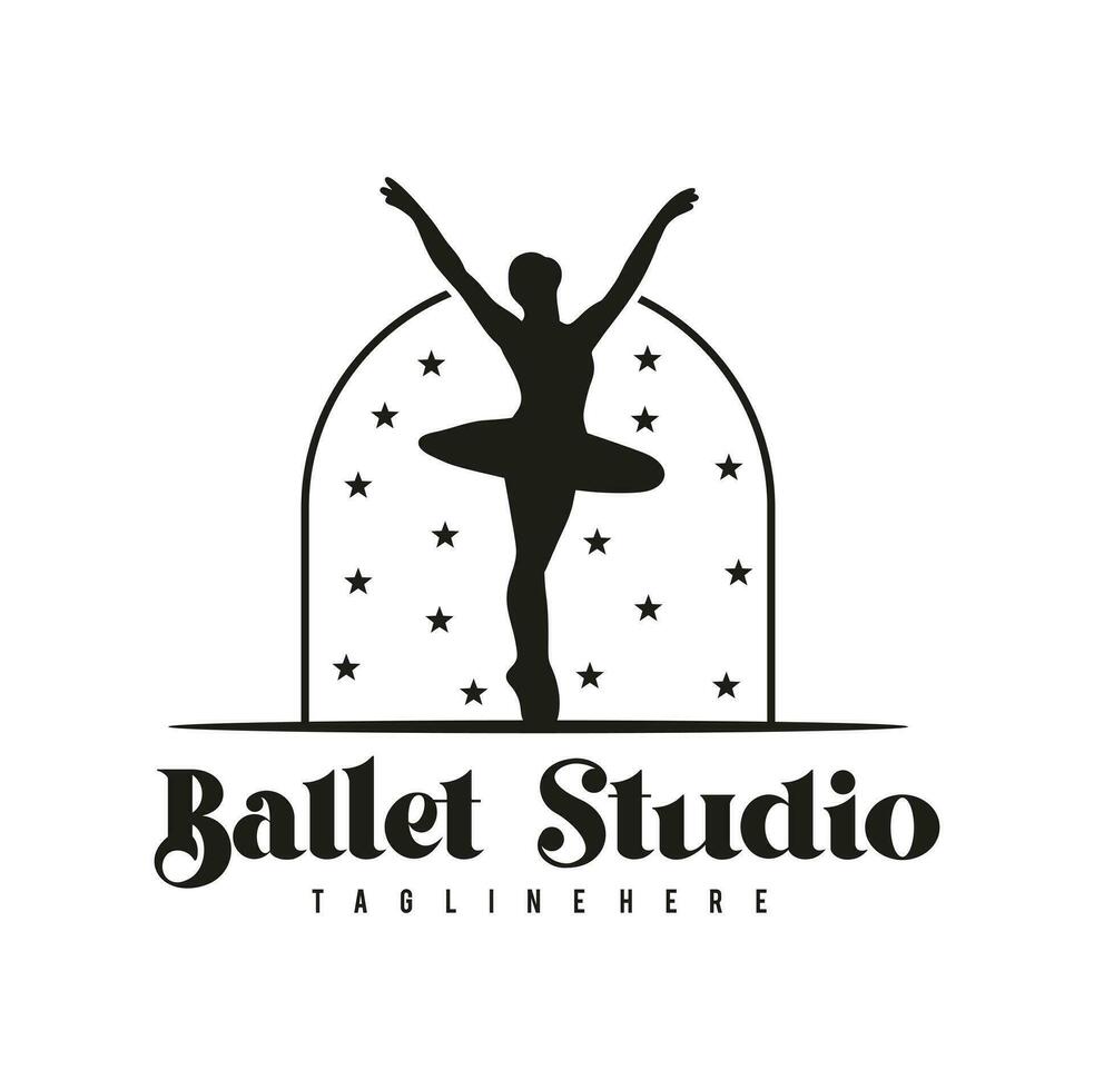 Ballett Logo Vorlage Vektor Illustration, Ballerina Logo Design