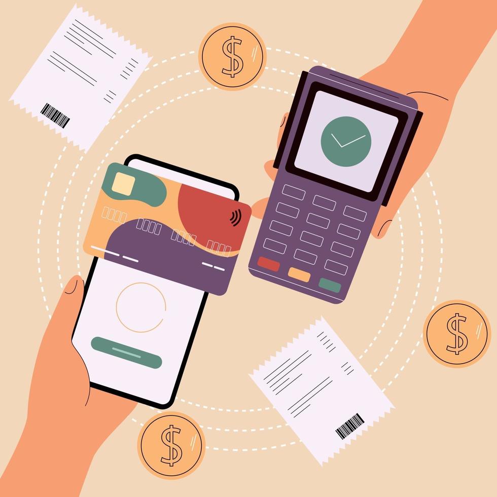 Konzept der sicheren Online-Zahlungen. Kontaktloses Zahlungssystem vektor