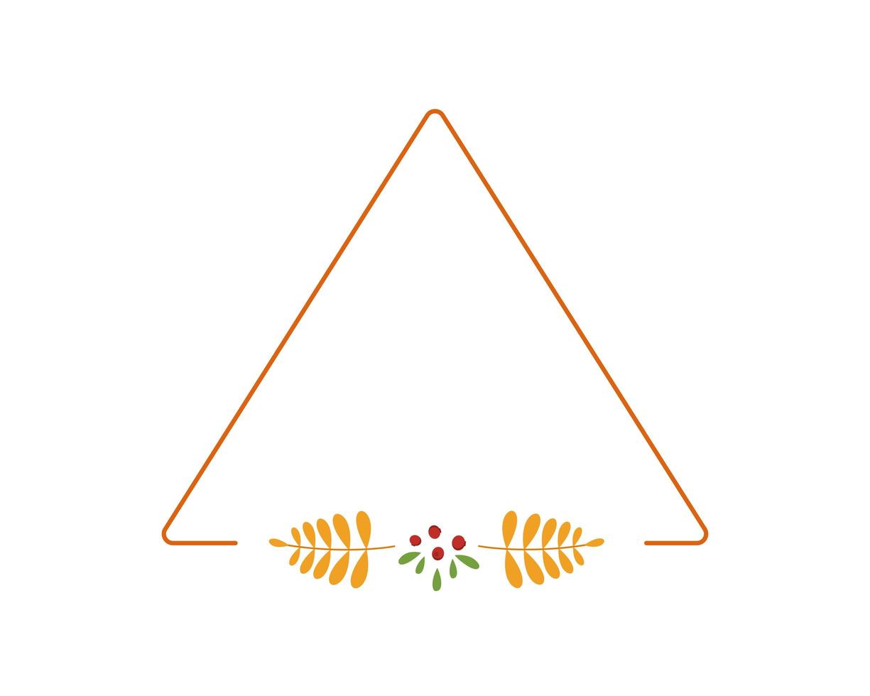 Herbst dreieckiger Rahmen mit gelben Ebereschenblättern vektor