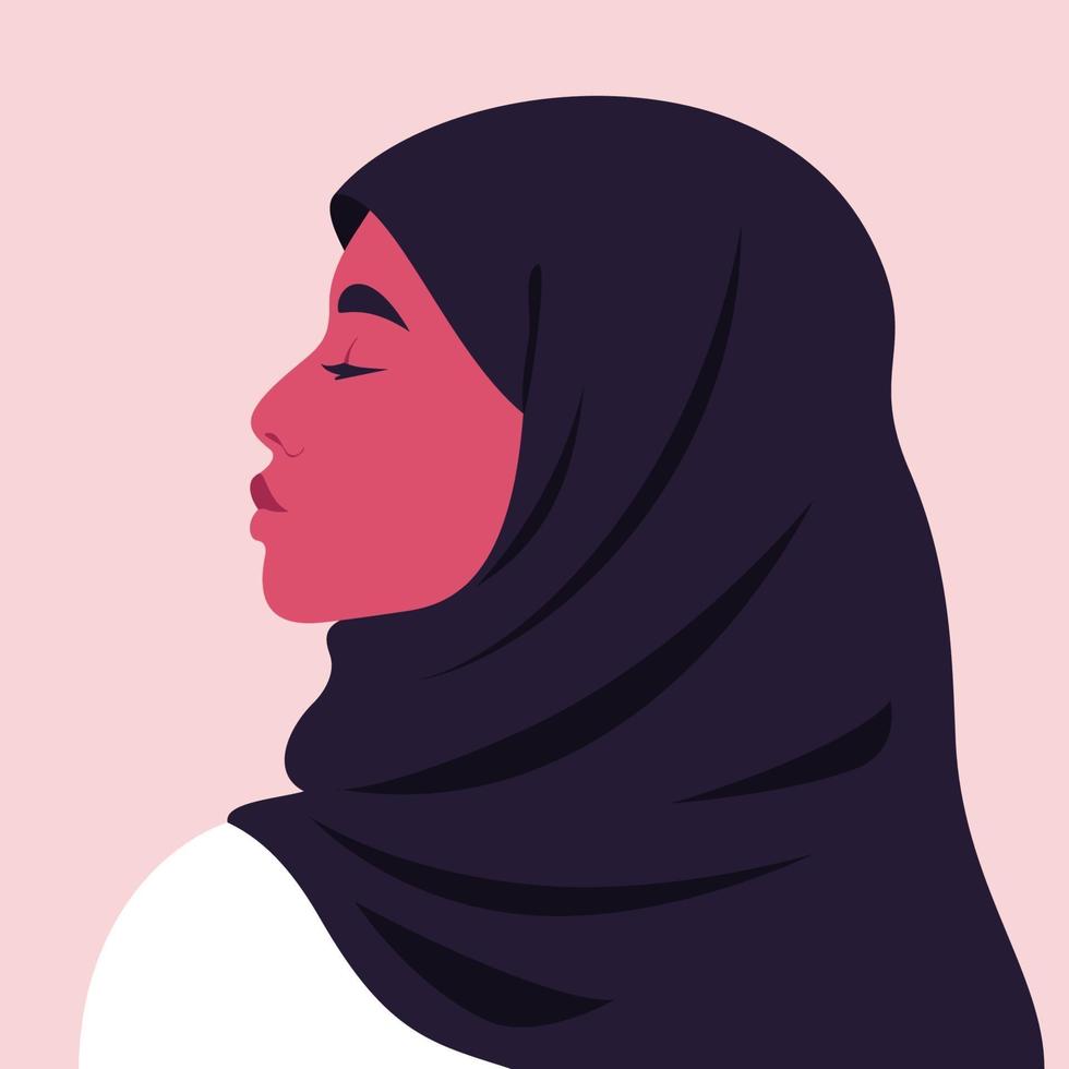 porträtt av en ung arabisk kvinna. stolt kvinna i hijab vektor