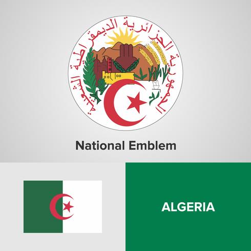 Nationellt emblem, karta och flagga vektor
