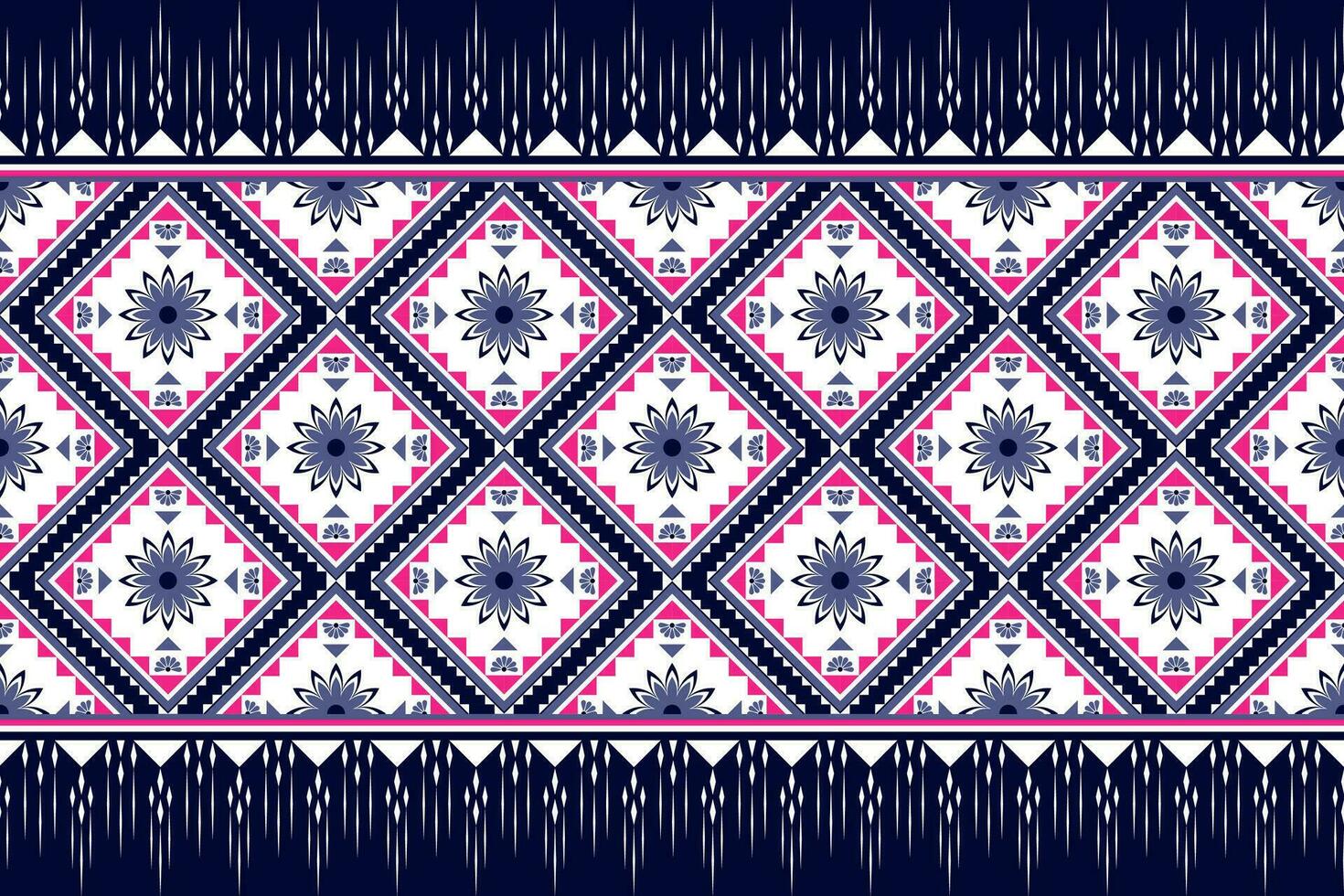 geometrisch ethnisch Muster traditionell Design zum Hintergrund, Teppich, Hintergrund, Kleidung, Verpackung, Batik, Stoff, Vektor Illustration Stickerei Stil.