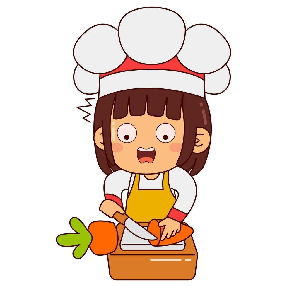 süß Koch Mädchen Karikatur Charakter Vektor Illustration