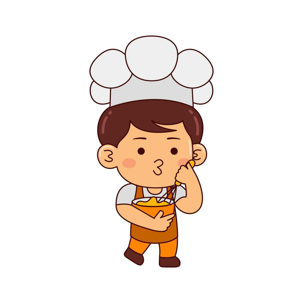 söt bagare pojke tecknad serie karaktär vektor illustration