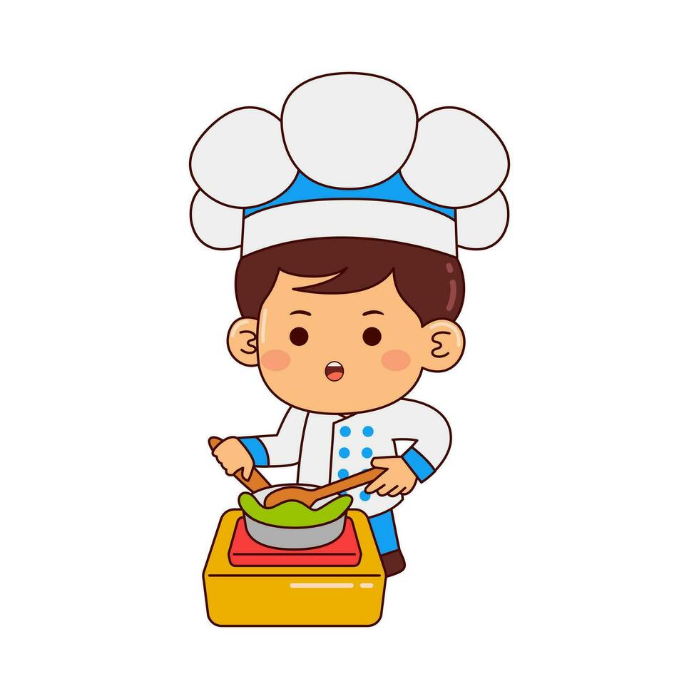 süß Koch Junge Karikatur Charakter Vektor Illustration