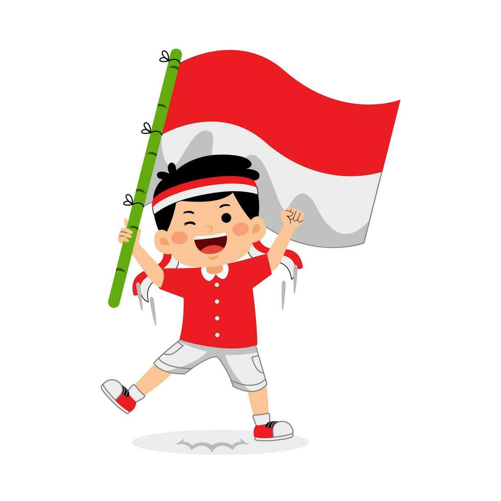 Mädchen Kinder feiern Indonesien Unabhängigkeit Tag vektor