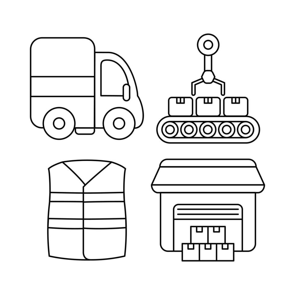 industri objekt vektor illustrationer uppsättning