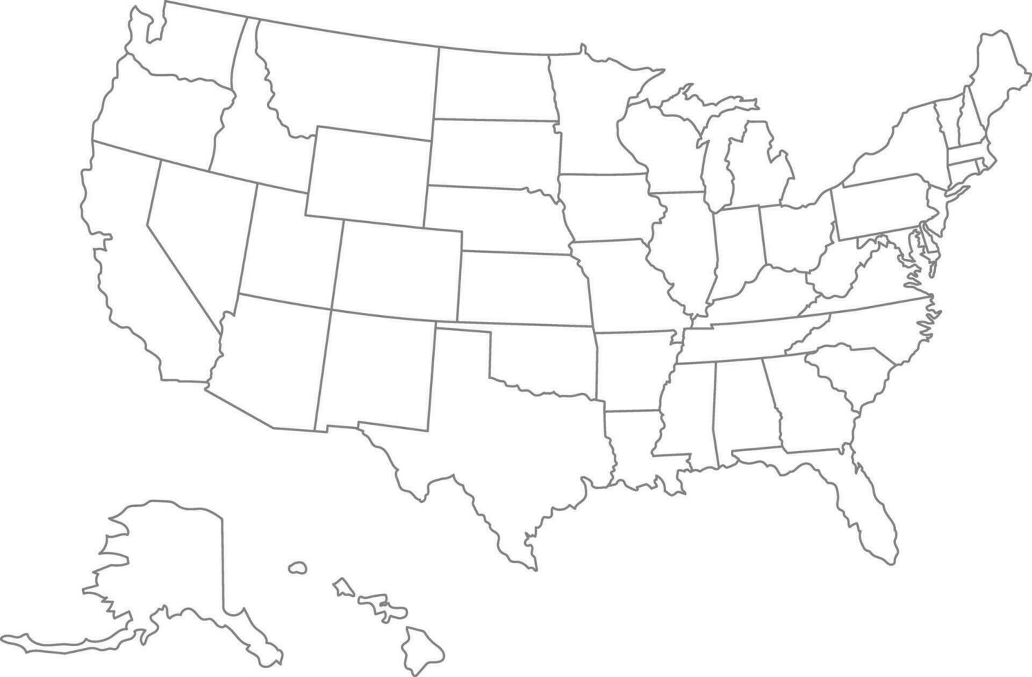 vereinigt Zustände von Amerika Karte. USA Karte mit geteilt Zustände. Gliederung uns Karte. vektor