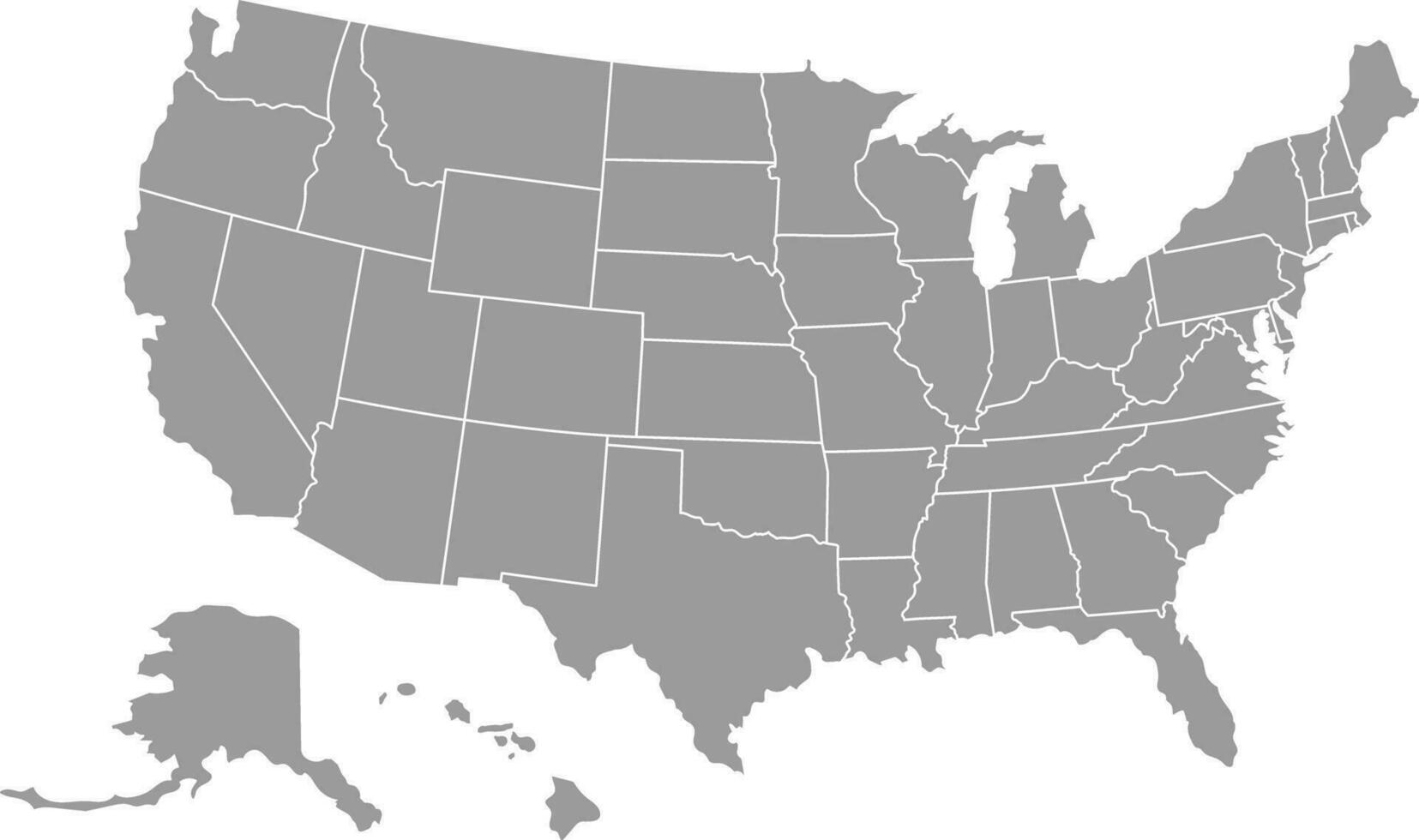 vereinigt Zustände von Amerika Karte. USA Karte mit geteilt Zustände. Gliederung uns Karte. vektor